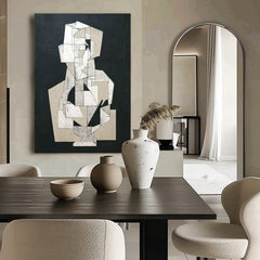 Contemporary Painting For Art Enthusiasts Abstract Geometric Black & White Wall Art Minimalist Decor Art