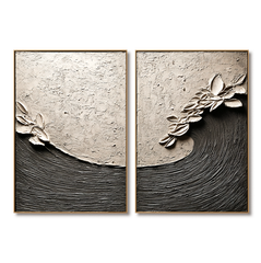 Echo of the Tide – Textured Abstract Diptych Wall Art hand-painted wall art