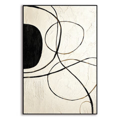 Boundless Lines – Minimalist Black and White Abstract Oil Painting, Modern Textured Wall Art