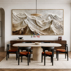 Ivory Alpine Relief – Abstract Mountain Textured Wall Art