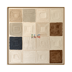 Neutral Square Rhythm – Abstract Geometric Textured Wall Art hand-painted wall art
