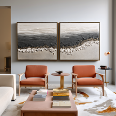Oceanic Tranquility – Hand-Painted Textured Coastal Canvas Art