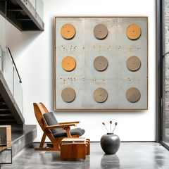 Ordered Silence – Minimalist Geometric Industrial Abstract Oil Painting