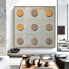 Ordered Silence – Minimalist Geometric Industrial Abstract Oil Painting