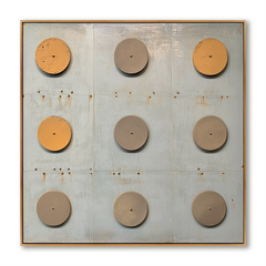 Ordered Silence – Minimalist Geometric Industrial Abstract Oil Painting hand-painted wall art