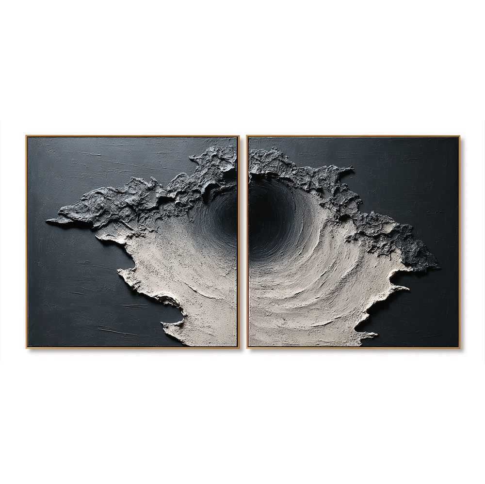 Silent Collapse – Textured Abstract Diptych Wall Art hand-painted wall art