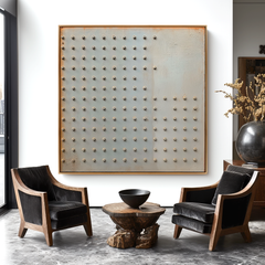 Silent Grid – Minimalist Industrial Abstract Oil Painting