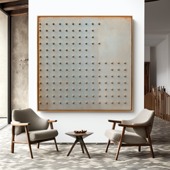 Silent Grid – Minimalist Industrial Abstract Oil Painting