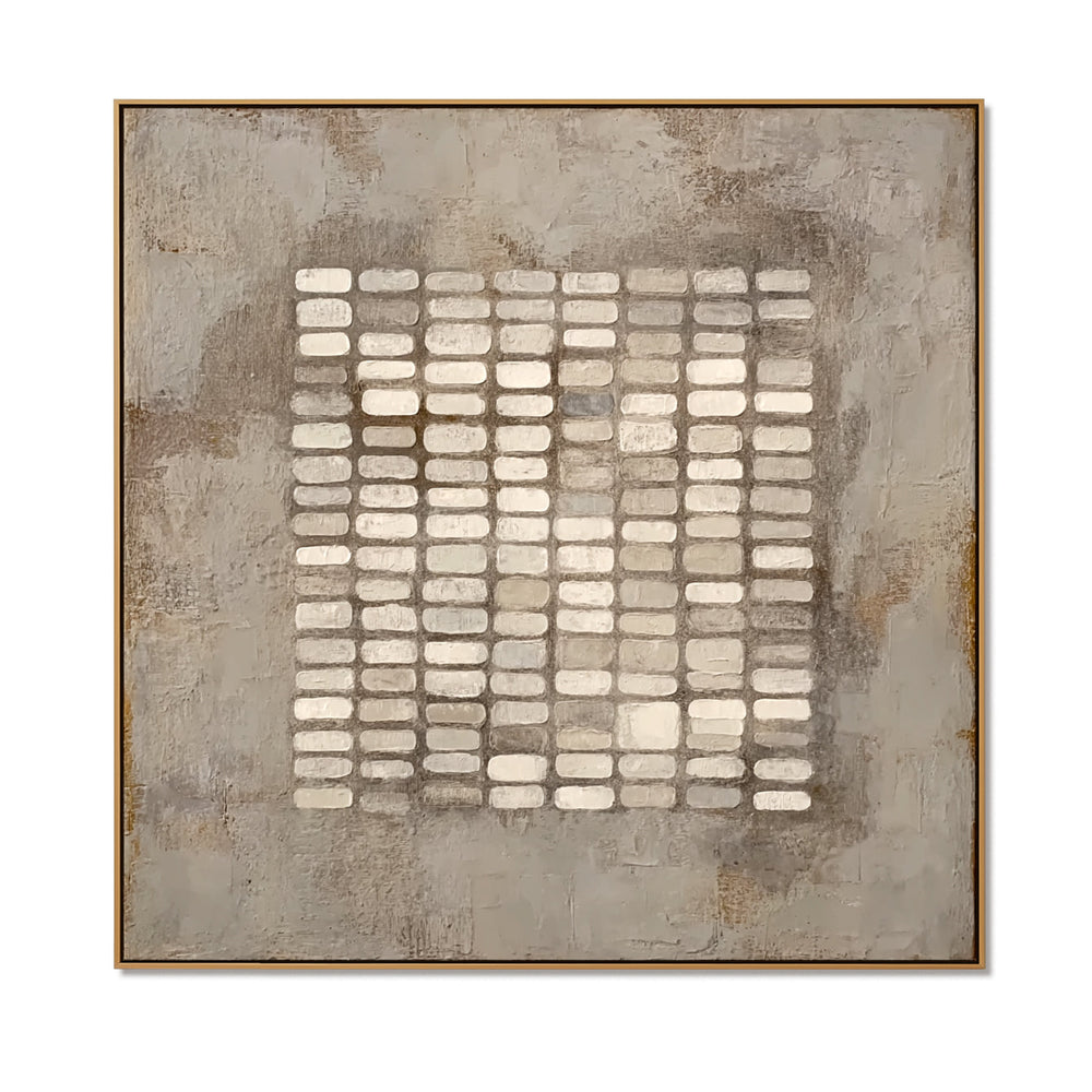 Stone Rhythm – Neutral Abstract Grid Textured Wall Art hand-painted wall art