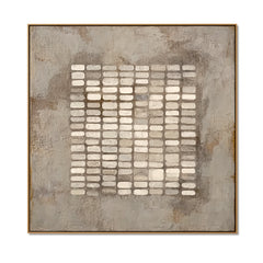 Stone Rhythm – Neutral Abstract Grid Textured Wall Art hand-painted wall art