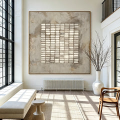 Stone Rhythm – Neutral Abstract Grid Textured Wall Art