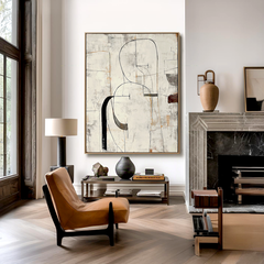 Traces of Silence – Minimalist Abstract Line Oil Painting, Modern Textured Wall Art