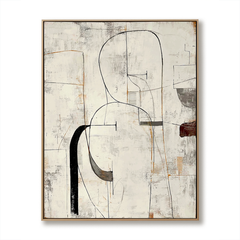 Traces of Silence – Minimalist Abstract Line Oil Painting, Modern Textured Wall Art