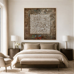 Weathered Grid Memory – Abstract Industrial Textured Wall Art