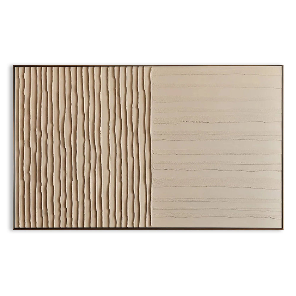Linear Serenity – Hand-Painted Textured Abstract Canvas Art hand-painted wall art