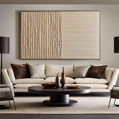 Linear Serenity – Hand-Painted Textured Abstract Canvas Art