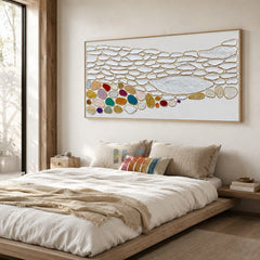 Golden Riverbed Mosaic – Abstract Textured Wall Art