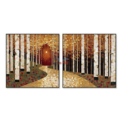Golden Birch Passage Set – Landscape Wall Art hand-painted wall art