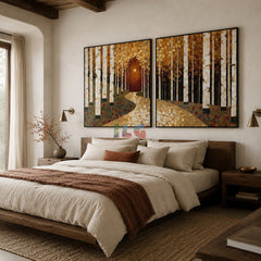 Golden Birch Passage Set – Landscape Wall Art
