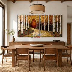 Golden Birch Passage Set – Landscape Wall Art