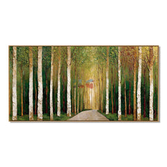 Green Birch Avenue – Landscape Wall Art hand-painted wall art
