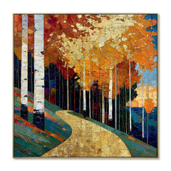 Amberwood Birch Path – Landscape Wall Art hand-painted wall art