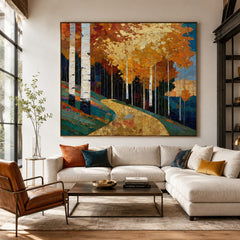 Amberwood Birch Path – Landscape Wall Art