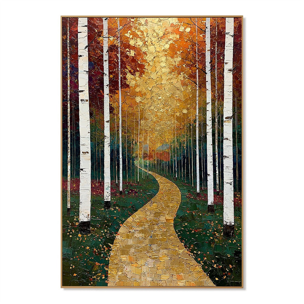 Sunlit Birch Way – Landscape Wall Art hand-painted wall art
