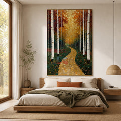 Sunlit Birch Way – Landscape Wall Art