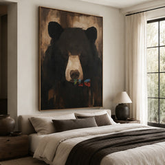 Shadow Bear Gaze – Rustic Portrait Wall Art