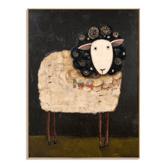 Midnight Bloom Sheep – Farmhouse Animal Wall Art hand-painted wall art