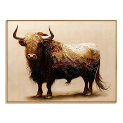 Rustic Highland Cow – Farmhouse Animal Wall Art hand-painted wall art