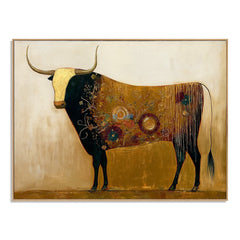 Golden Longhorn Cow – Western Animal Wall Art hand-painted wall art