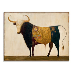 Ornate Golden Longhorn – Western Animal Wall Art hand-painted wall art