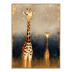 Golden Giraffe Duo – Safari Animal Wall Art hand-painted wall art