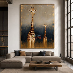 Golden Giraffe Duo – Safari Animal Wall Art