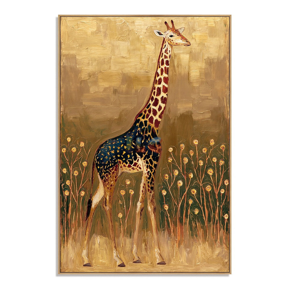 Golden Savanna Giraffe – Animal Wall Art hand-painted wall art