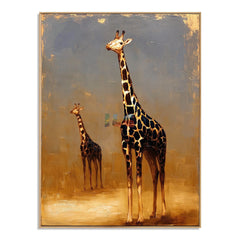 Golden Horizon Giraffes – Safari Animal Wall Art hand-painted wall art