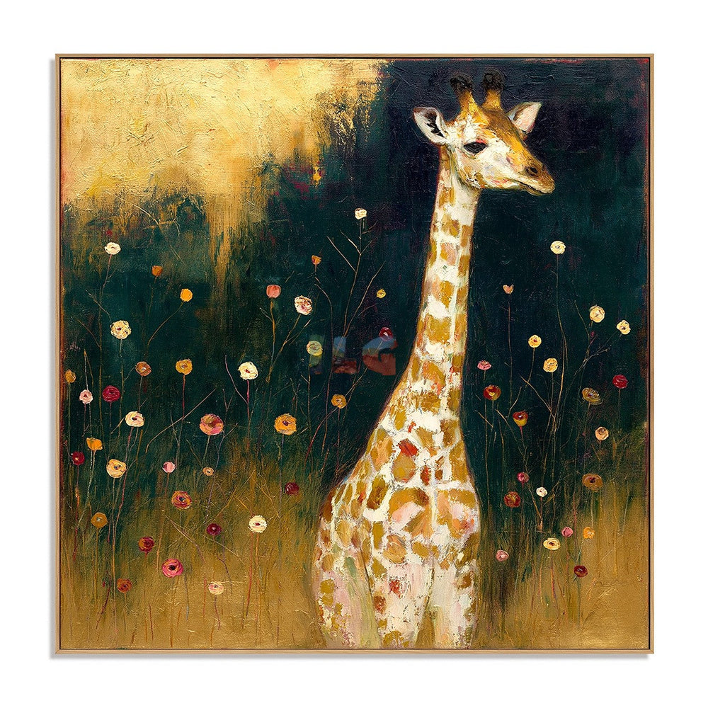 Sunlit Garden Giraffe Portrait – Animal Wall Art hand-painted wall art