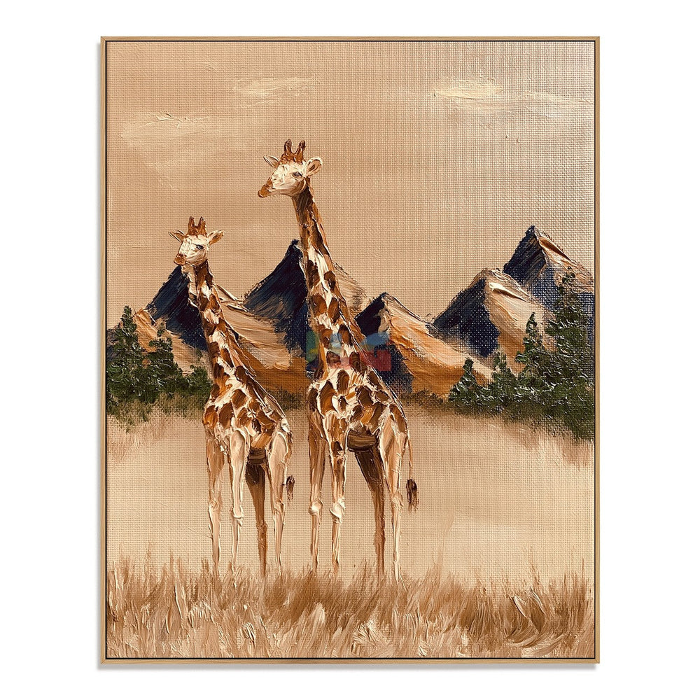Mountain Giraffe Pair – Animal Wall Art hand-painted wall art