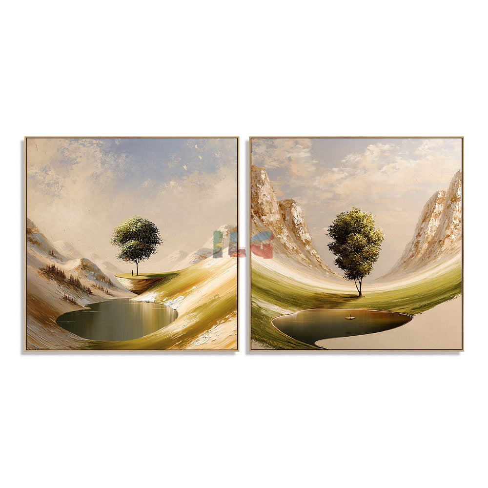 Serene Valley Duo – Landscape Wall Art Set hand-painted wall art