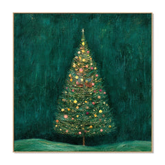 Midnight Evergreen Sparkle – Christmas Tree Textured Wall Art hand-painted wall art