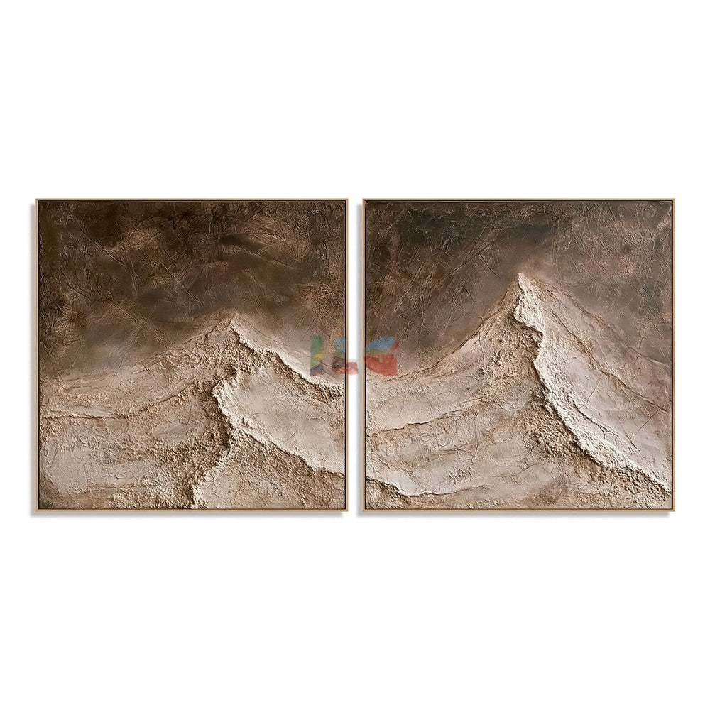 Silent Ridge Pair – Abstract Mountain Textured Wall Art hand-painted wall art