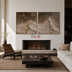Silent Ridge Pair – Abstract Mountain Textured Wall Art