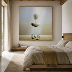 Luminous Island Path – Minimalist Surreal Landscape Wall Art