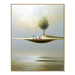 Floating Horizon Tree – Minimalist Surreal Landscape Wall Art hand-painted wall art