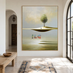 Floating Horizon Tree – Minimalist Surreal Landscape Wall Art