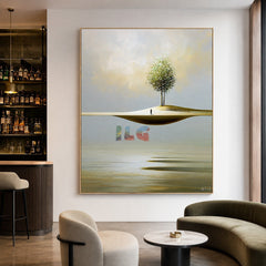 Floating Horizon Tree – Minimalist Surreal Landscape Wall Art