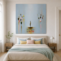 Pastel Drift Reverie – Minimalist Surreal Figure Wall Art