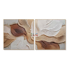 Earthen Petal Flow – Neutral Textured Botanical Wall Art Set hand-painted wall art
